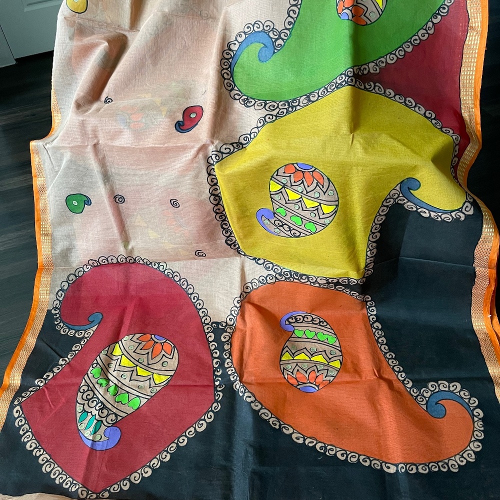 Hand painted cotton saree